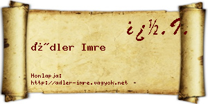 Ádler Imre névjegykártya