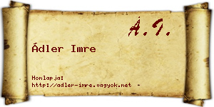 Ádler Imre névjegykártya